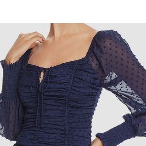 Aqua Navy Eyelet Blouse